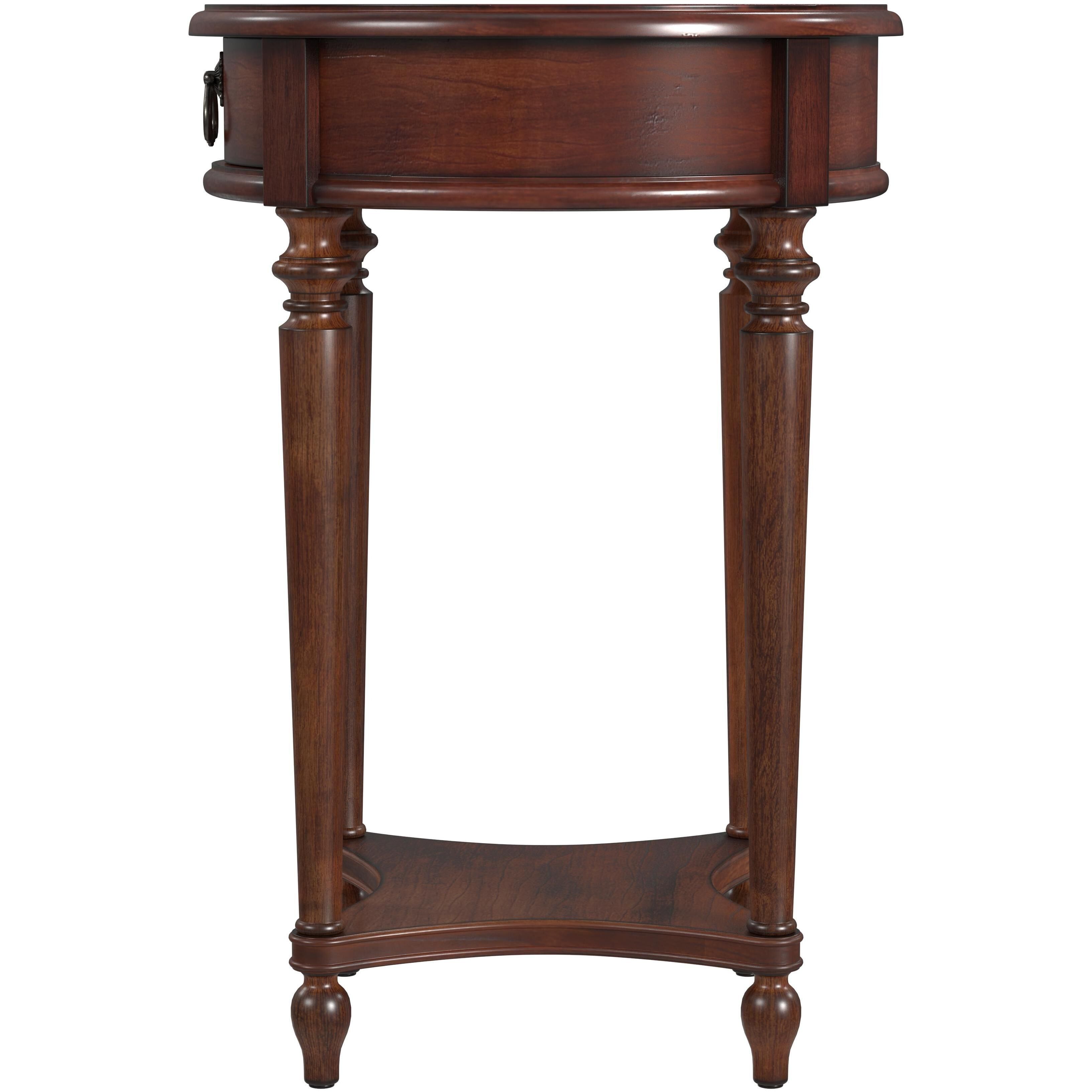 Jules 1-Drawer Round End Table in Medium Brown