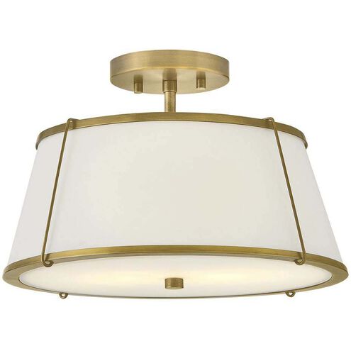 Clarke 2 Light 15 inch Lacquered Dark Brass Semi-Flush Mount Ceiling Light in Lacquered Dark Brass with Off White