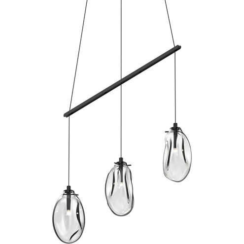 Liquid LED 37 inch Satin Black Pendant Ceiling Light in Clear Glass