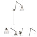 Small Cone 30 inch 60.00 watt Satin Nickel Swing Arm Wall Light, Franklin Restoration