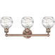 Athens Deco Swirl 3 Light 24 inch Antique Copper Bath Vanity Light Wall Light in Clear Deco Swirl