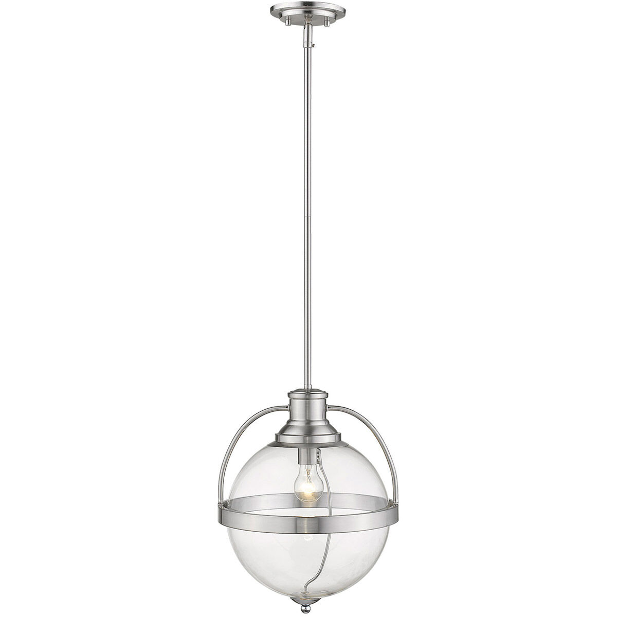 Kassian 1 Light 12.75 inch Satin Nickel Pendant Ceiling Light