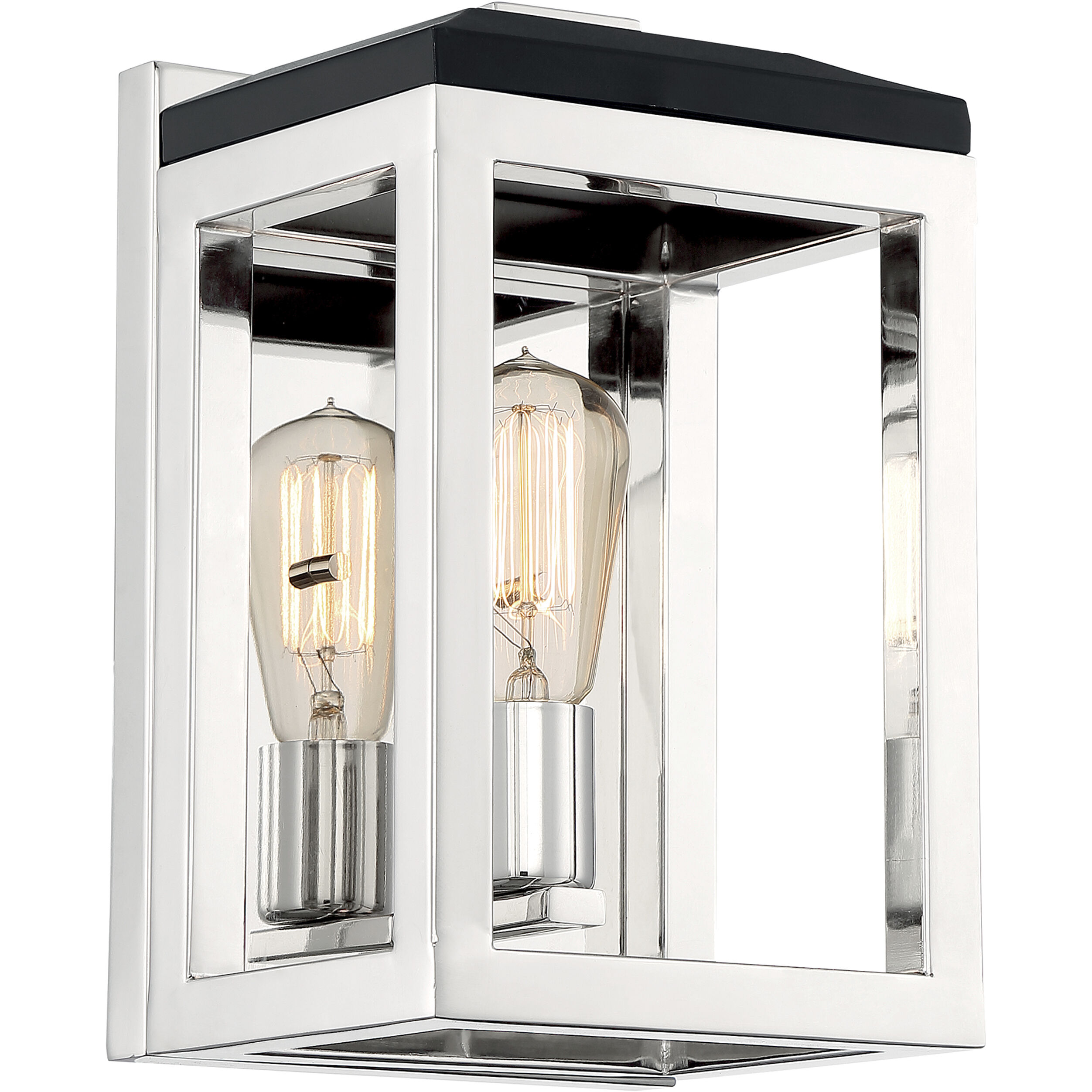 Cakewalk 1 Light 7.13 inch Polished Nickel and Black Accents Vanity Light Wall Light