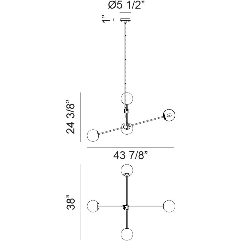 Cosmic 4 Light 38 inch Aged Gold Brass Chandelier Ceiling Light in Aged Gold Brass and Opal Glass