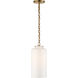 Thomas O'Brien Katie3 1 Light 7 inch Hand-Rubbed Antique Brass Cylinder Pendant Ceiling Light in White Glass