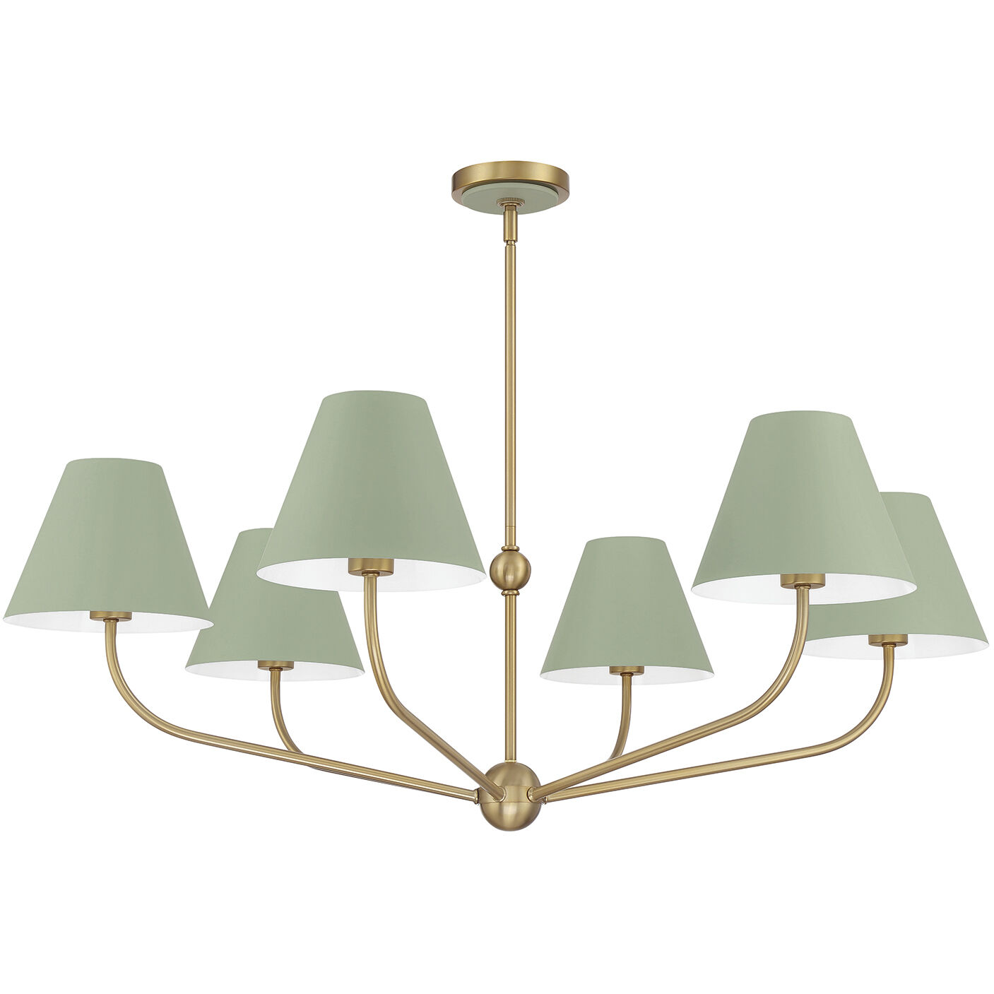 Xavier 6 Light 40 inch Vibrant Gold and Green Chandelier Ceiling Light