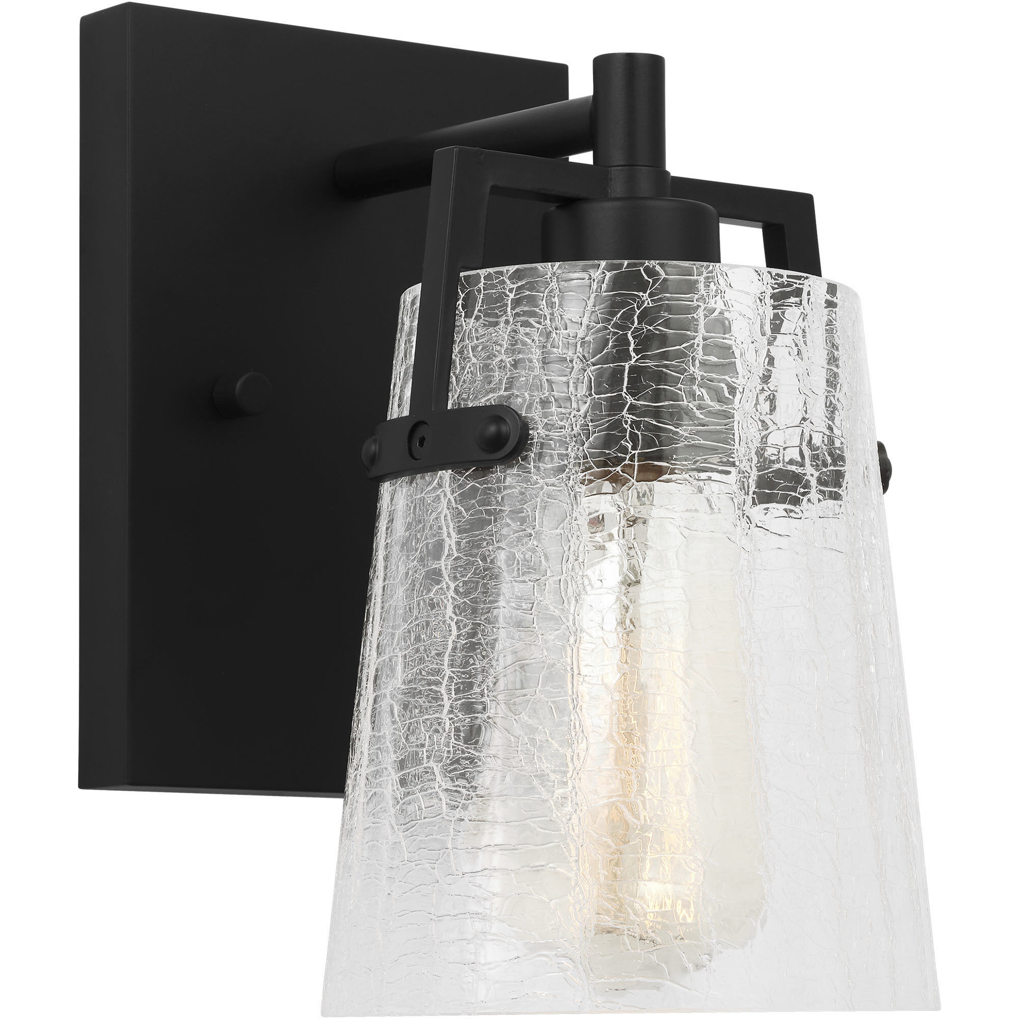 Drew & Jonathan Crofton 1 Light 5.25 inch Midnight Black Sconce Wall Light in Clear Crackle Glass, Small