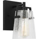 Drew & Jonathan Crofton 1 Light 5.25 inch Midnight Black Sconce Wall Light in Clear Crackle Glass, Small