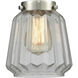 Nouveau Chatham LED 6 inch Brushed Satin Nickel Mini Pendant Ceiling Light in Clear, Nouveau