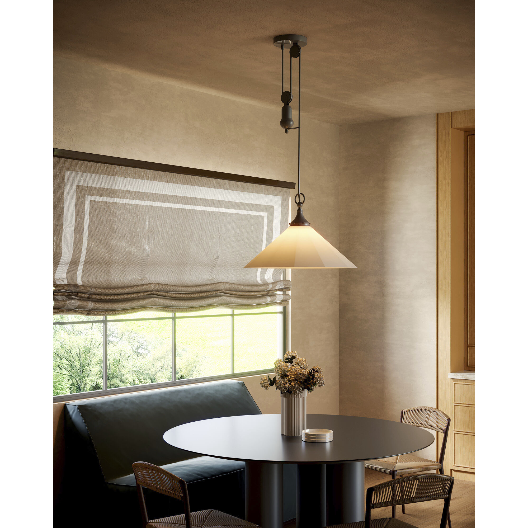 Alora Mood Ellen 1 Light 20 inch Matte Black/White Linen Pendant Ceiling Light
