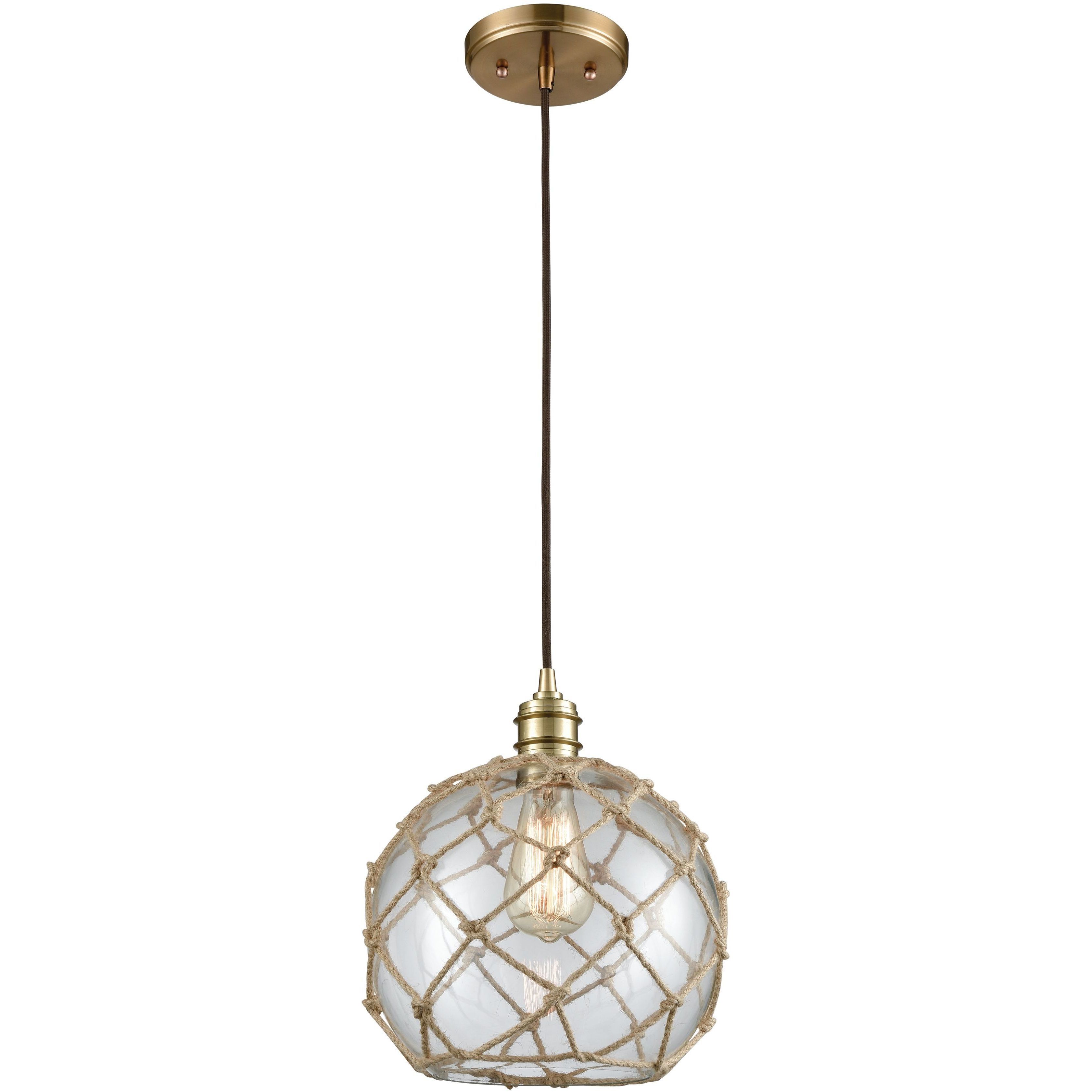 Dragnet 1 Light 10 inch Satin Brass Mini Pendant Ceiling Light
