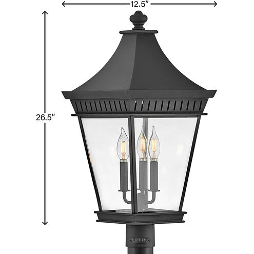 Heritage Chapel Hill LED 27 inch Museum Black Outdoor Post Mount Lantern