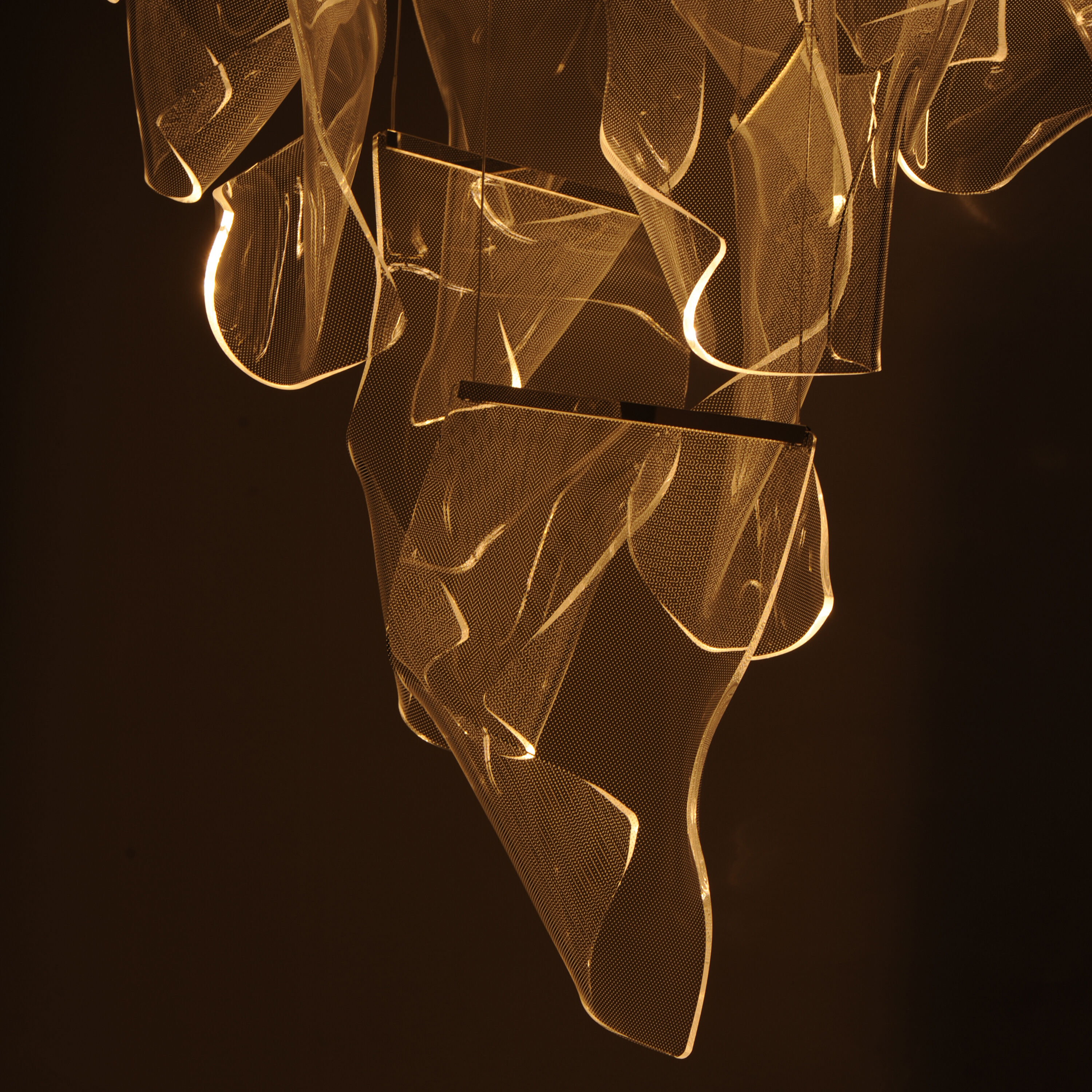 Rinkle LED 36.25 inch Brushed Gunmetal Multi-Light Pendant Ceiling Light in Brushed Champagne