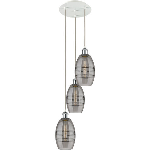 Ballston Vaz 3 Light 12.38 inch White Polished Chrome Cord Hung Multi Pendant Ceiling Light
