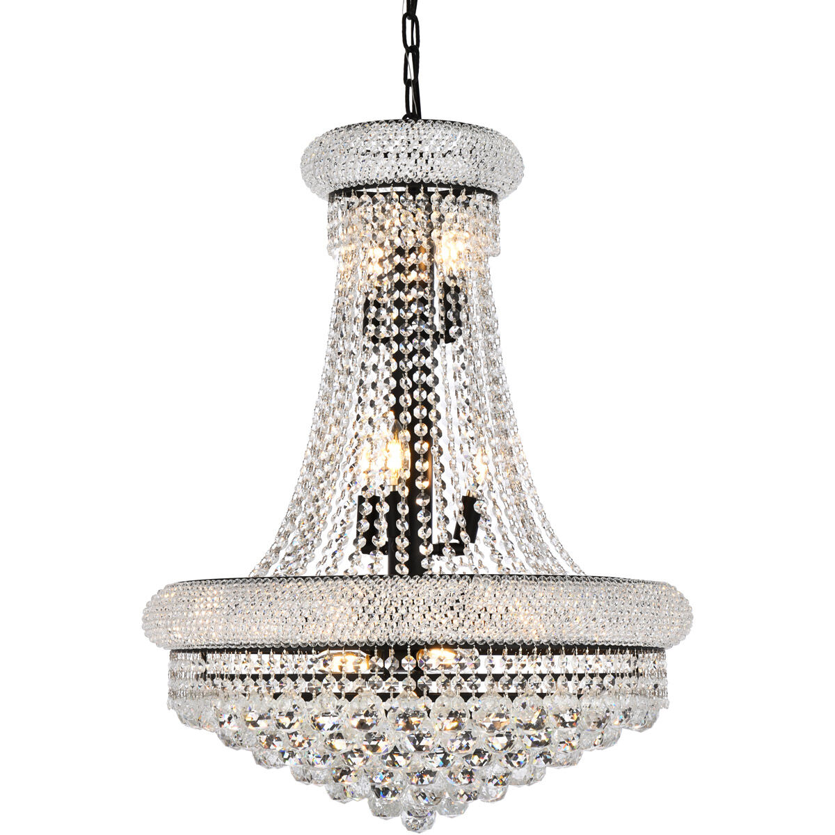 Primo 14 Light 24 inch Black and Clear Chandelier Ceiling Light