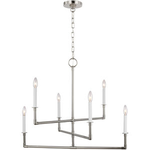 C&M by Chapman & Myers Bayview 6 Light 32 inch Polished Nickel Chandelier Ceiling Light