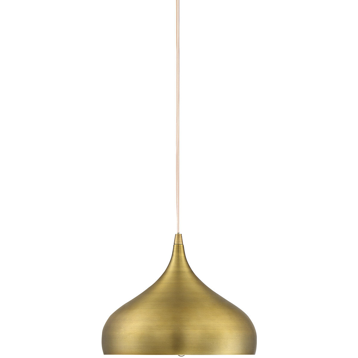 Modern 1 Light 12 inch Natural Brass Mini-Pendant Ceiling Light, Plug-In