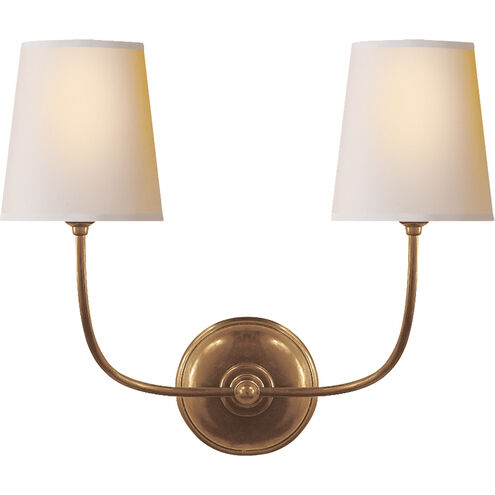 Thomas O'Brien Vendome 2 Light 18 inch Hand-Rubbed Antique Brass Double Sconce Wall Light in Natural Paper