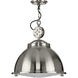 Medal 1 Light Brushed Nickel Pendant Ceiling Light