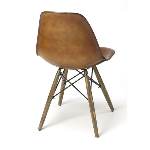 Industrial Chic Orson  Brown Leather Accent Chair