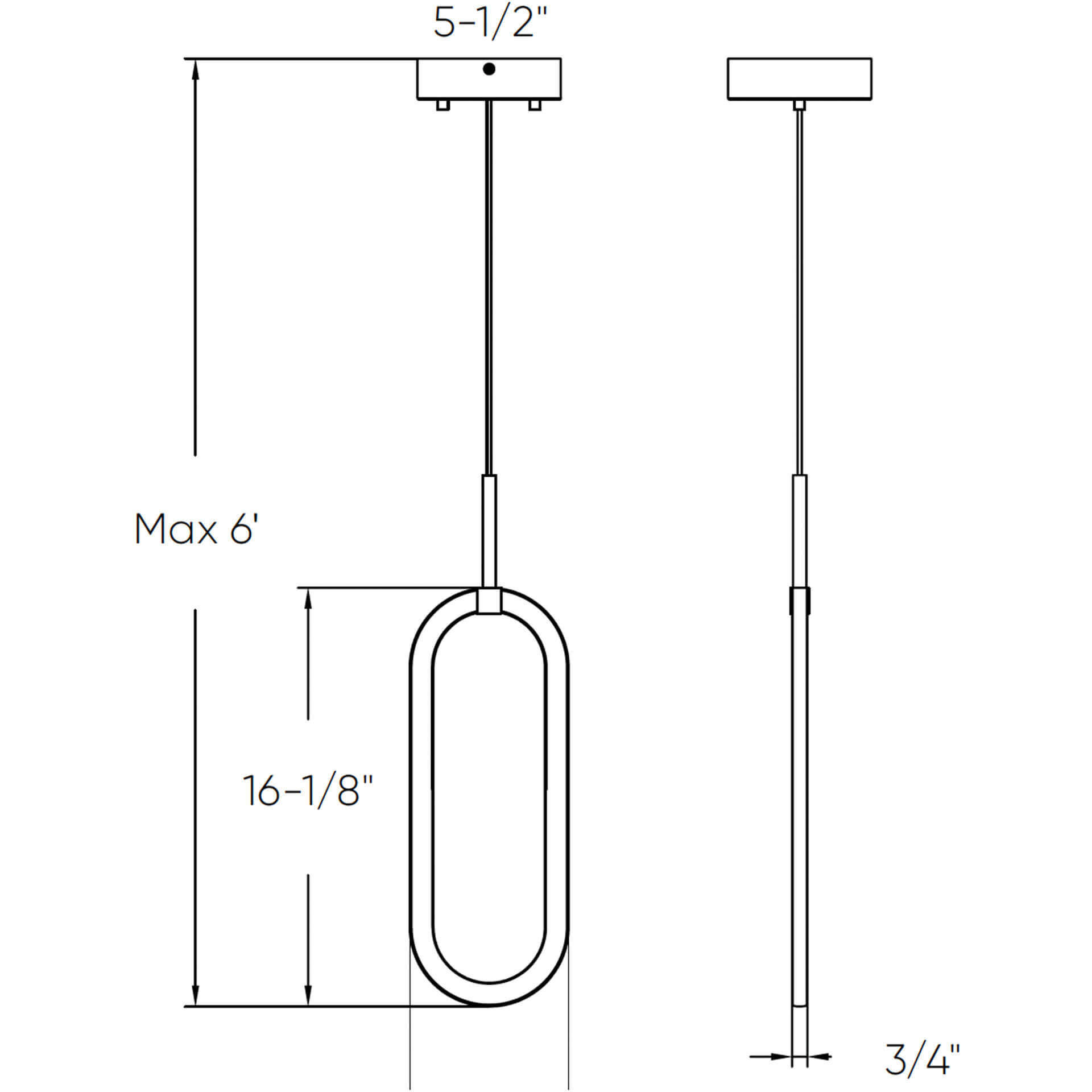 Atom 1 Light 6.1 inch Black Pendant Ceiling Light, Vertical