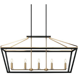 Mavonshire 5 Light 15 inch Black and Aged Gold Brass Chandelier Ceiling Light