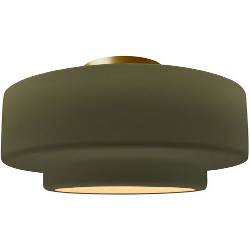 Radiance LED 16.5 inch Matte Green and Brushed Brass Semi Flush Ceiling Light