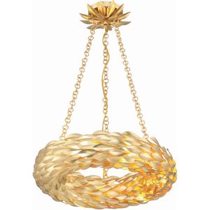 Broche 6 Light 18 inch Antique Gold Chandelier Ceiling Light