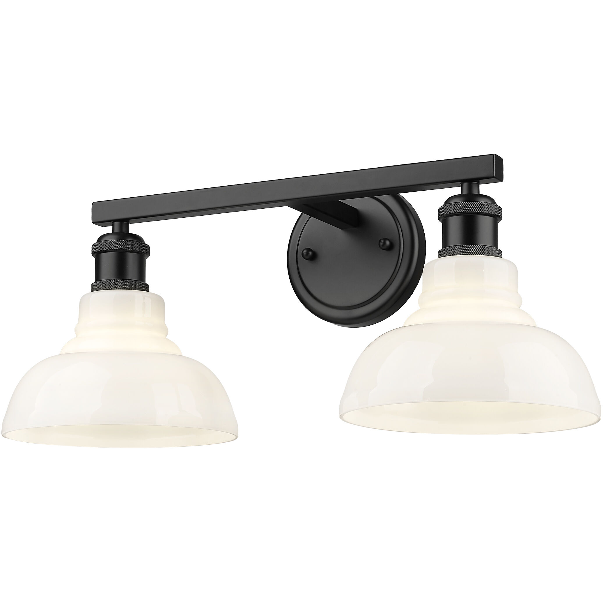 Yep Carver Vanity Wall Light in Matte Black, Vintage Milk Glass