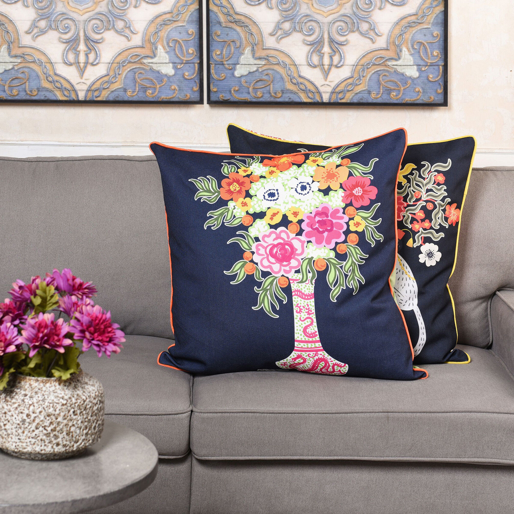 Dann Foley 24 inch Navy Throw Pillow