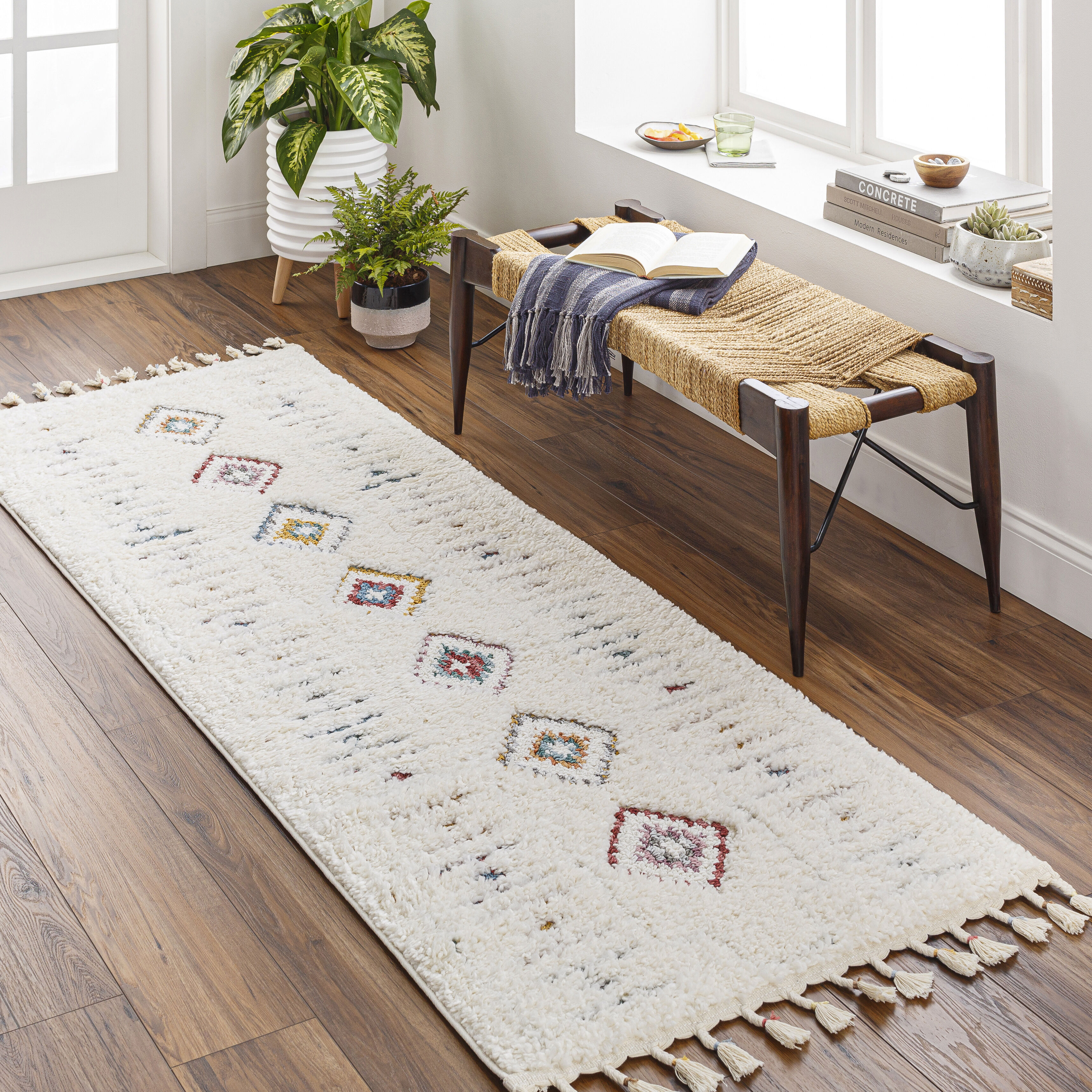 Lofty 87 X 31 inch Light Grey Rug, Runner