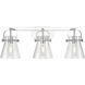 Pilaster II Cone 3 Light 26.5 inch Polished Chrome Bath Vanity Light Wall Light in Clear Glass