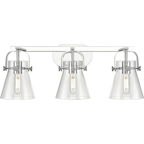 Pilaster II Cone 3 Light 26.5 inch Polished Chrome Bath Vanity Light Wall Light in Clear Glass