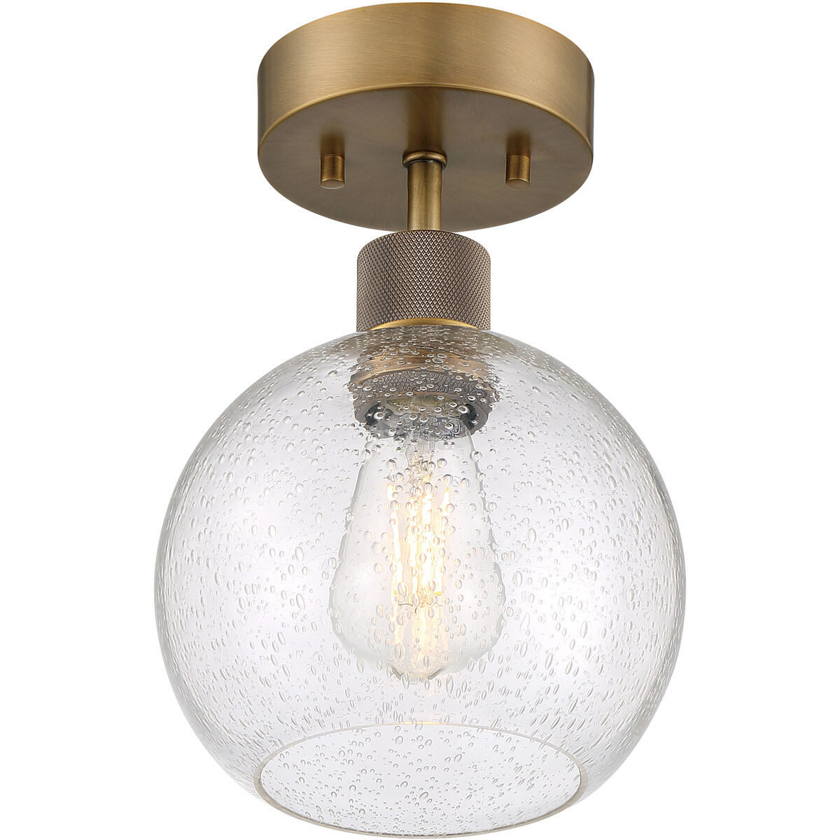 Port Nine LED 8 inch Antique Brushed Brass Semi-Flush Ceiling Light