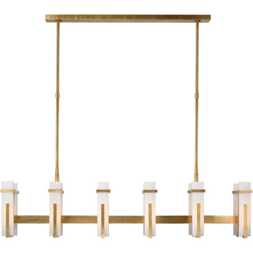 Ian K. Fowler Malik LED 54.75 inch Hand-Rubbed Antique Brass Linear Chandelier Ceiling Light in Alabaster, Large