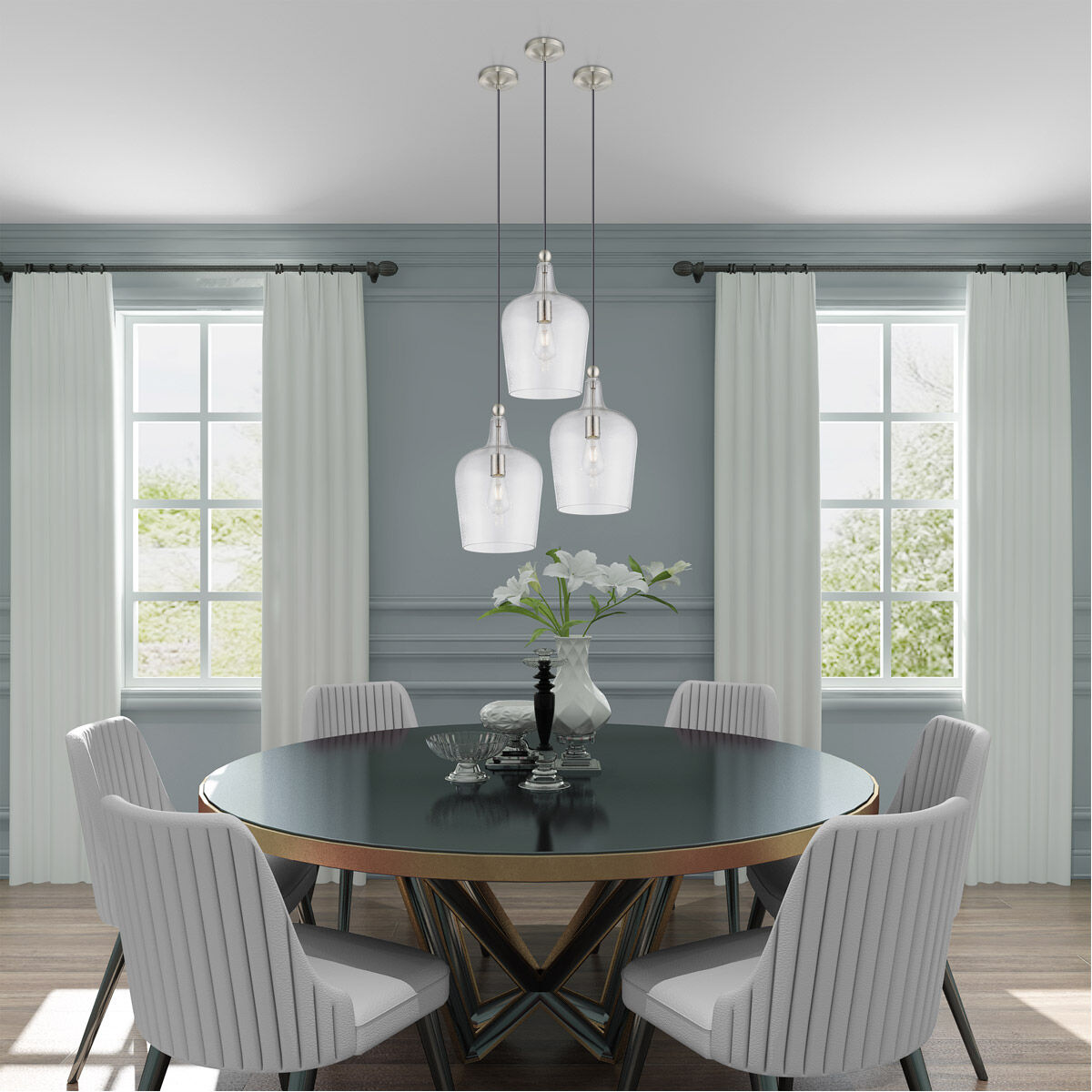 Art Glass 1 Light 9 inch Brushed Nickel Mini Pendant Ceiling Light