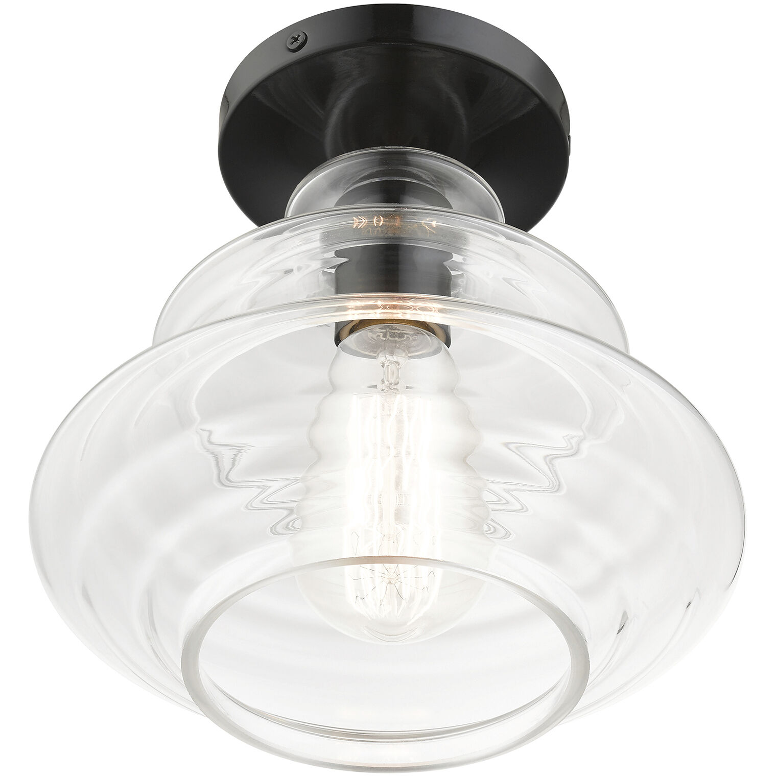 Everett 1 Light 9 inch Shiny Black with Chrome Finish Accents Semi-Flush Ceiling Light