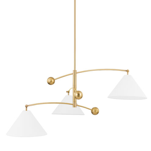 Birdie 3 Light 55 inch Aged Brass Chandelier Ceiling Light