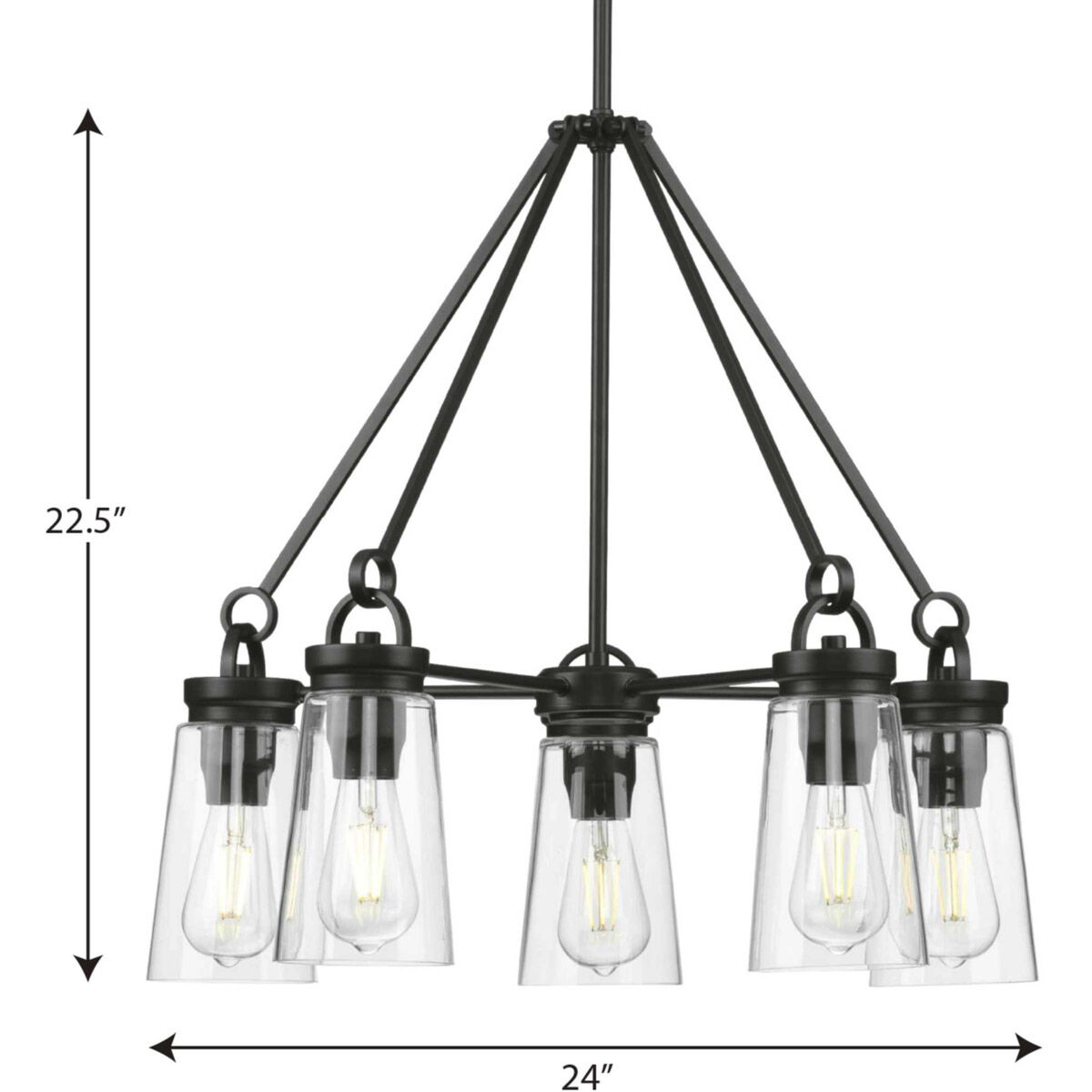 Stockbrace 5 Light 24 inch Matte Black Chandelier Ceiling Light