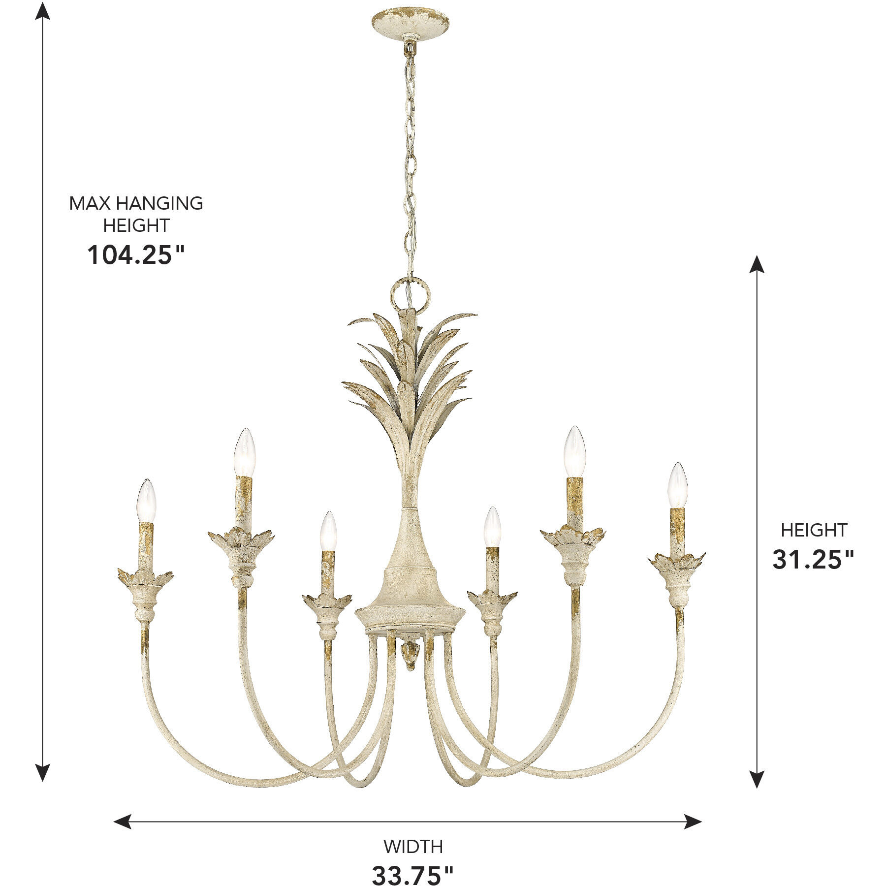 Lillianne 33.75 inch 60.00 watt Antique Ivory Chandelier Ceiling Light