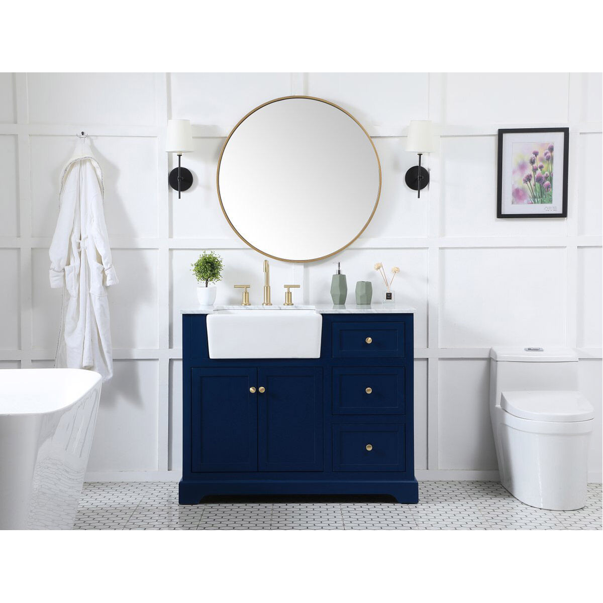 Franklin 42 X 22 X 35 inch Blue Bathroom Vanity Cabinet