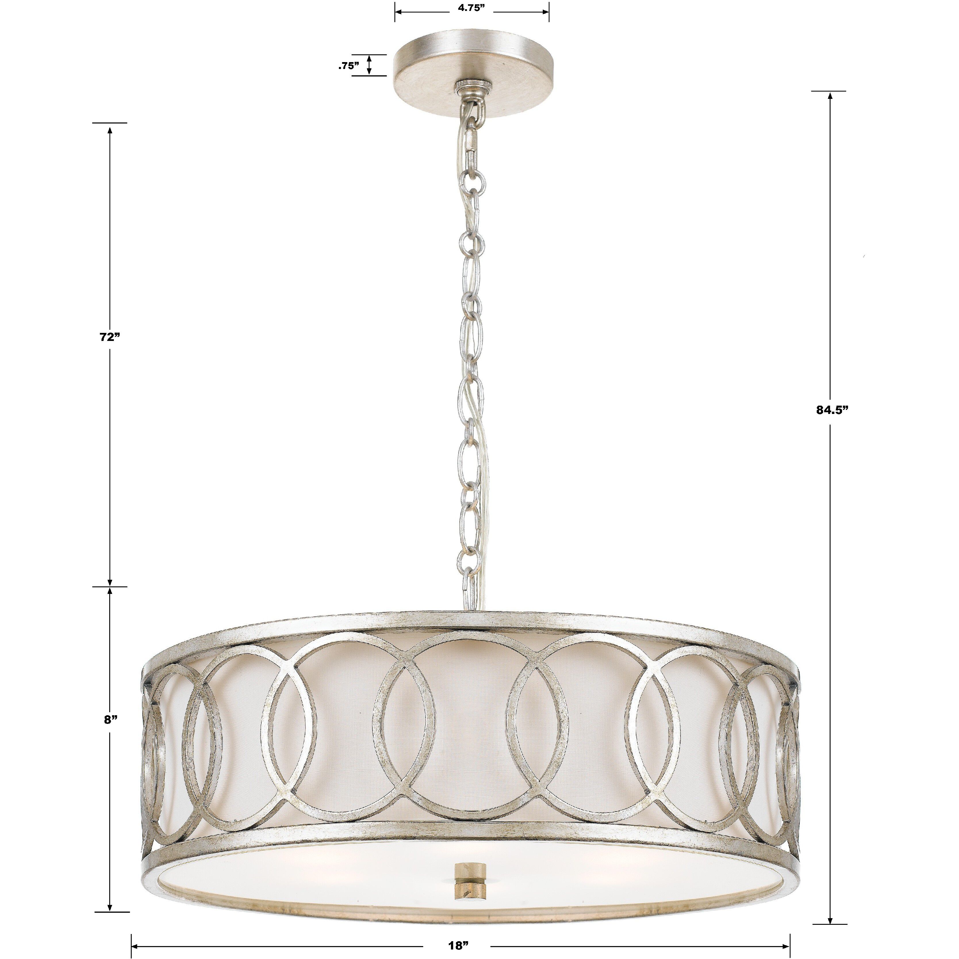 Graham 6 Light 18 inch Antique Silver Chandelier Ceiling Light