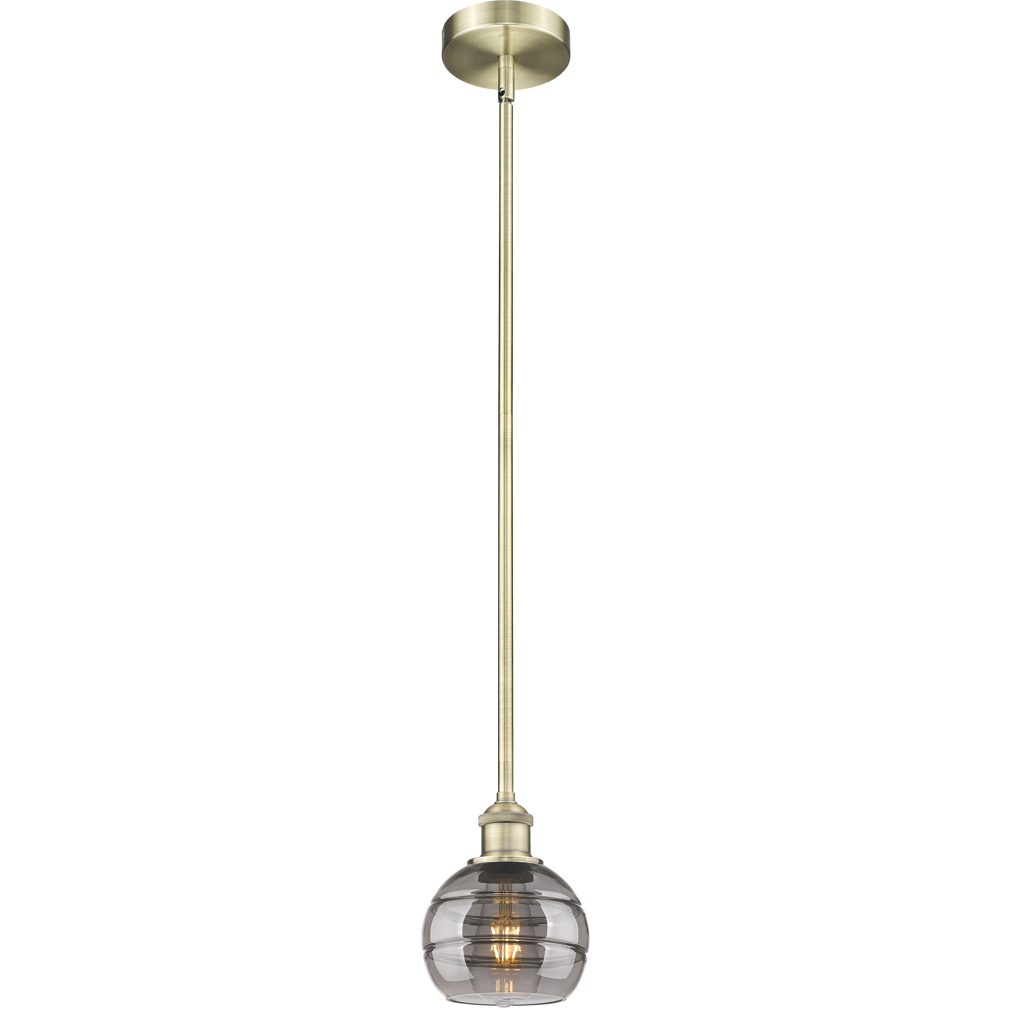 Edison Rochester 1 Light 5.88 inch Antique Brass Stem Hung Mini Pendant Ceiling Light