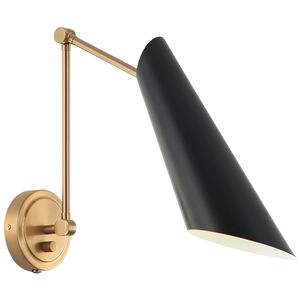 Butera 1 Light 4 inch Aged Gold Brass and Black Wall Sconce Wall Light