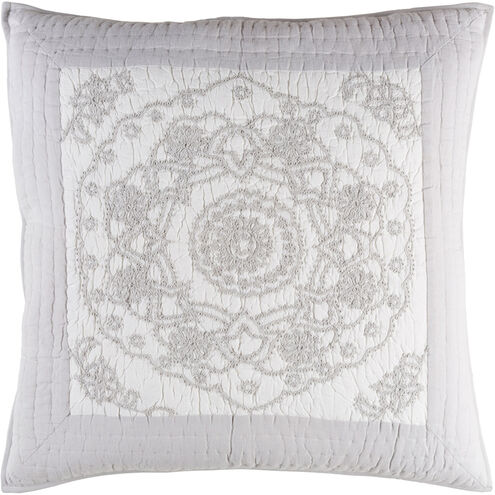 Delaney 26 X 26 inch Light Gray, White Euro Sham