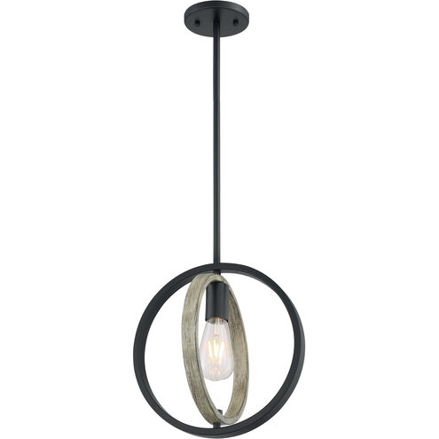 Augusta 1 Light 10 inch Black and Wood Pendant Ceiling Light