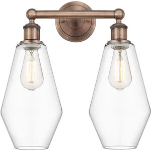 Cindyrella 2 Light 16 inch Antique Copper Bath Vanity Light Wall Light in Clear