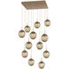 Aster LED LED Novel Brass Chandelier Ceiling Light, Square Multi-Pendant