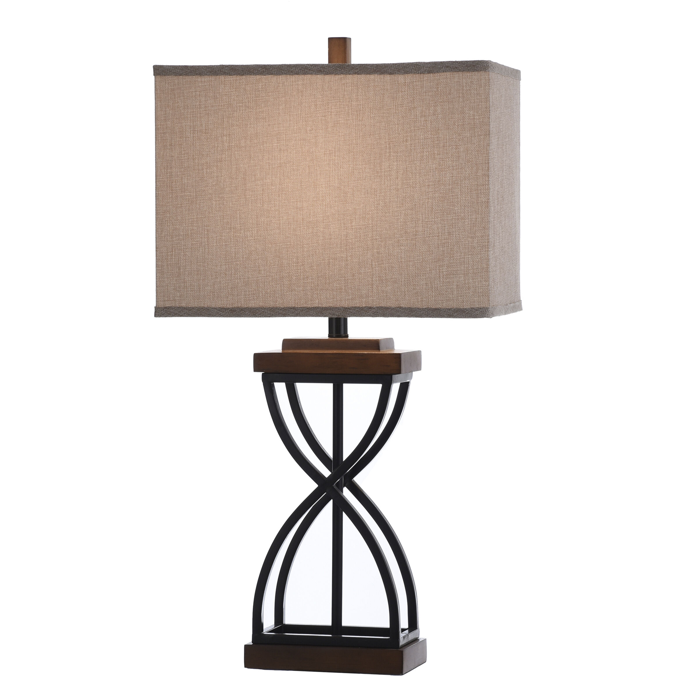 Signature 31 inch 100 watt Black Wood Table Lamp Portable Light
