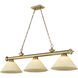 Cordon 3 Light 57.25 inch Rubbed Brass Billiard Ceiling Light in Golden Mottle Glass